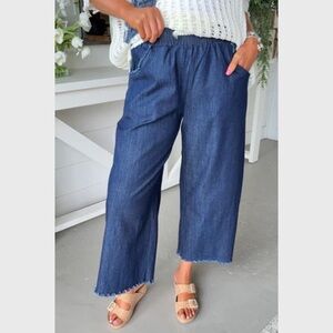 Umgee Frayed Wide Leg Pants